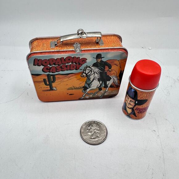 Vintage Hallmark Ornament 2000 Hopalong Cassidy Mini Metal Lunchbox thermos - Picture 2 of 9